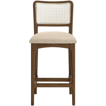 Atrium Beige Vegan Leather Upholstered Counter Stool, Set of 2