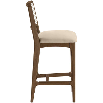 Atrium Beige Vegan Leather Upholstered Counter Stool, Set of 2