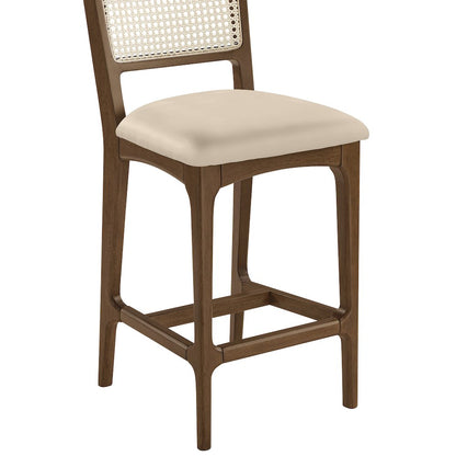Atrium Beige Vegan Leather Upholstered Counter Stool, Set of 2