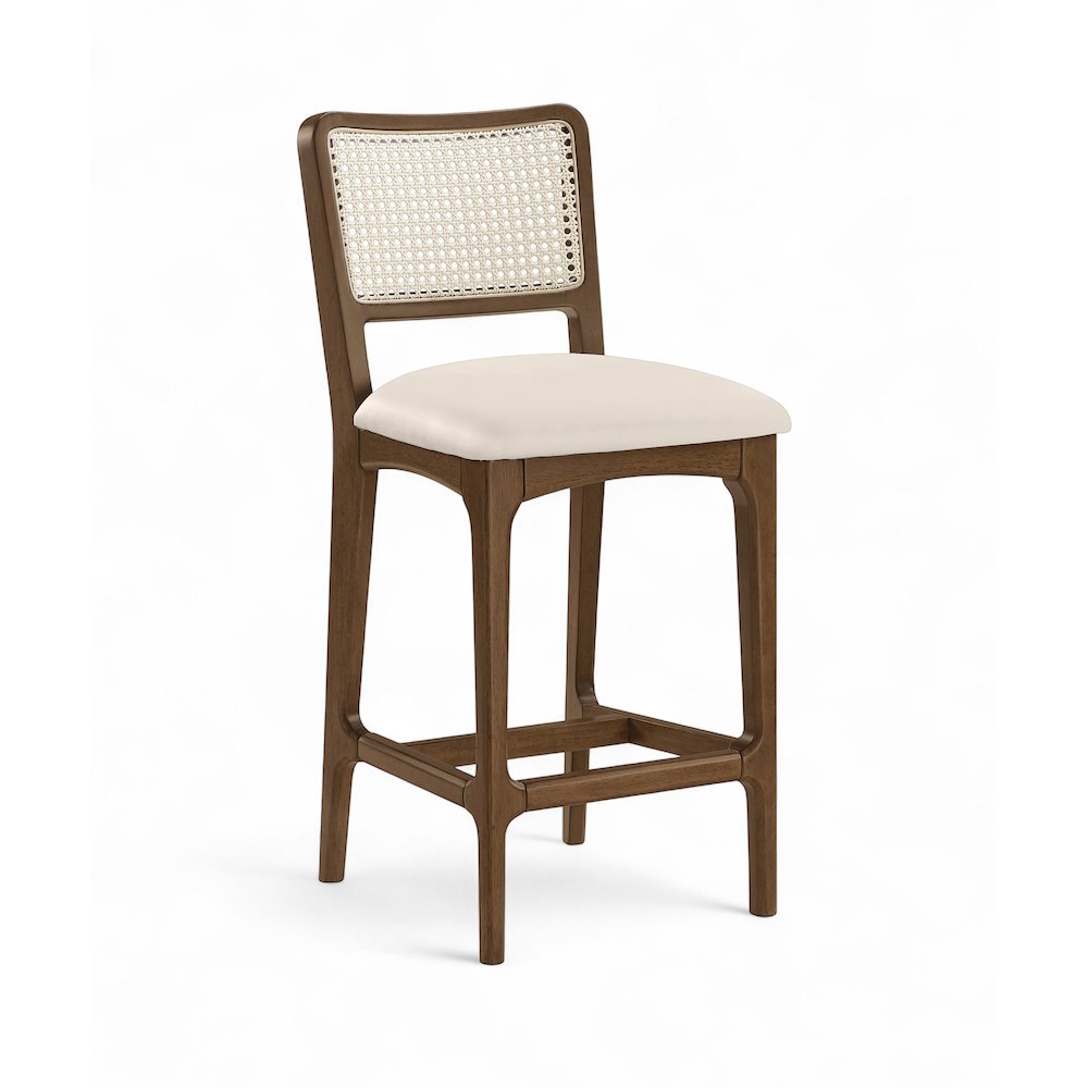 Atrium Cream Vegan Leather Upholstered Counter Stool, Set of 2