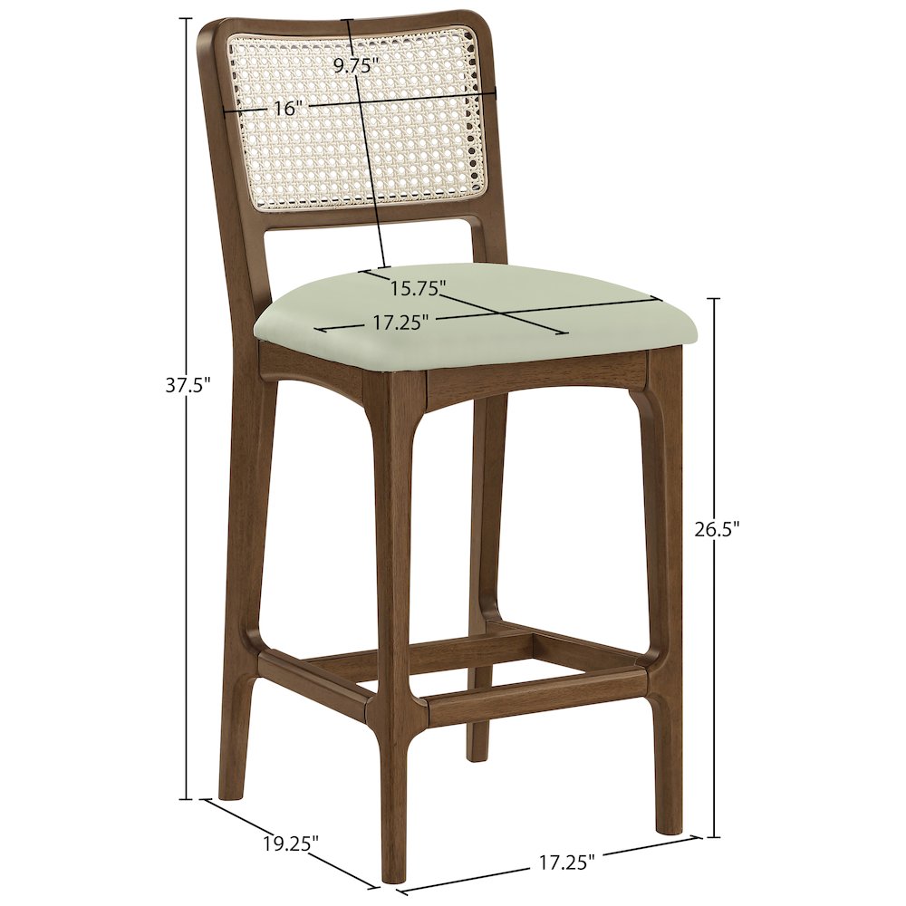 Atrium Mint Vegan Leather Upholstered Counter Stool, Set of 2