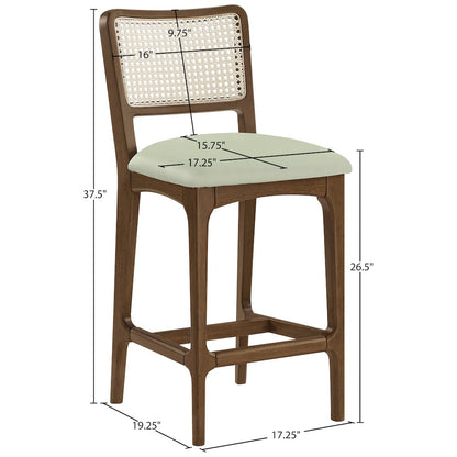 Atrium Mint Vegan Leather Upholstered Counter Stool, Set of 2