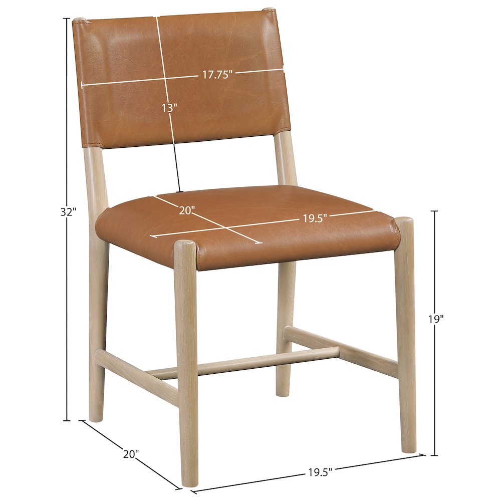 Andie Cognac Vegan Leather Upholstered Dining Chair, Set of 2