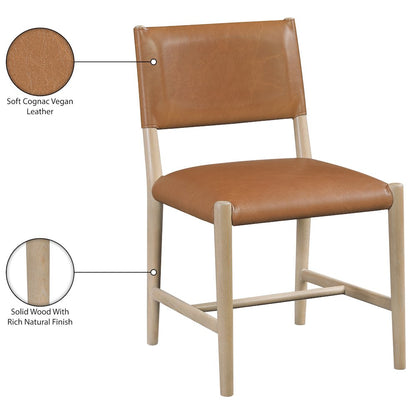 Andie Cognac Vegan Leather Upholstered Dining Chair, Set of 2