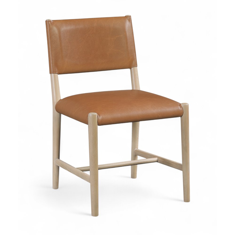Andie Cognac Vegan Leather Upholstered Dining Chair, Set of 2