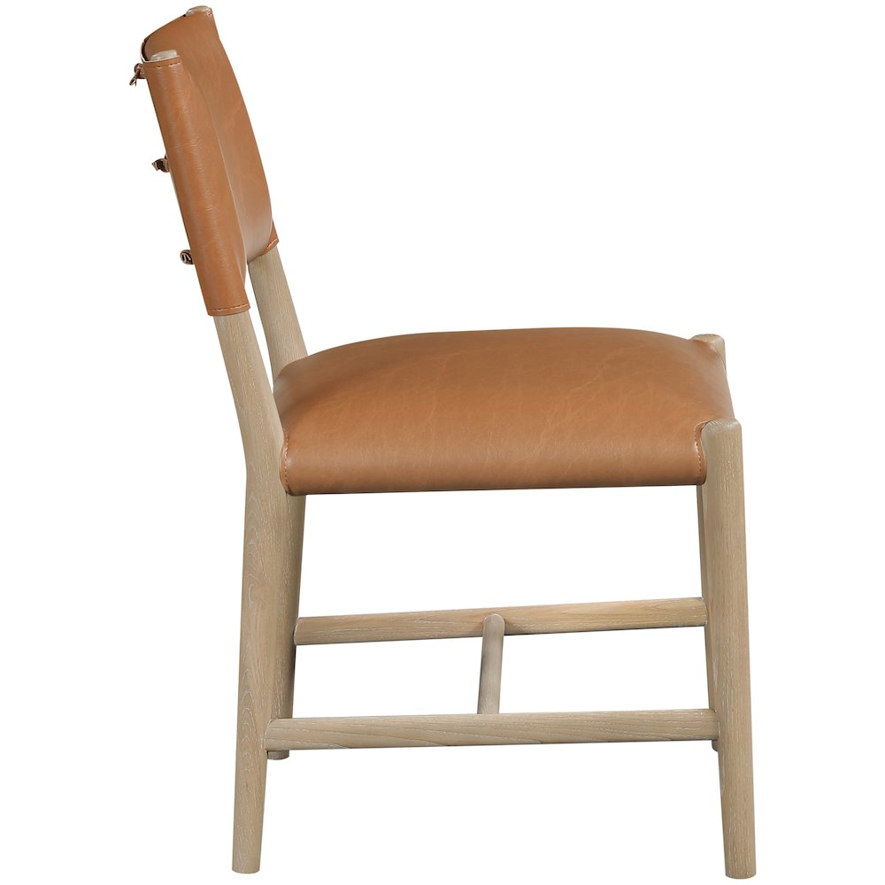 Andie Cognac Vegan Leather Upholstered Dining Chair, Set of 2