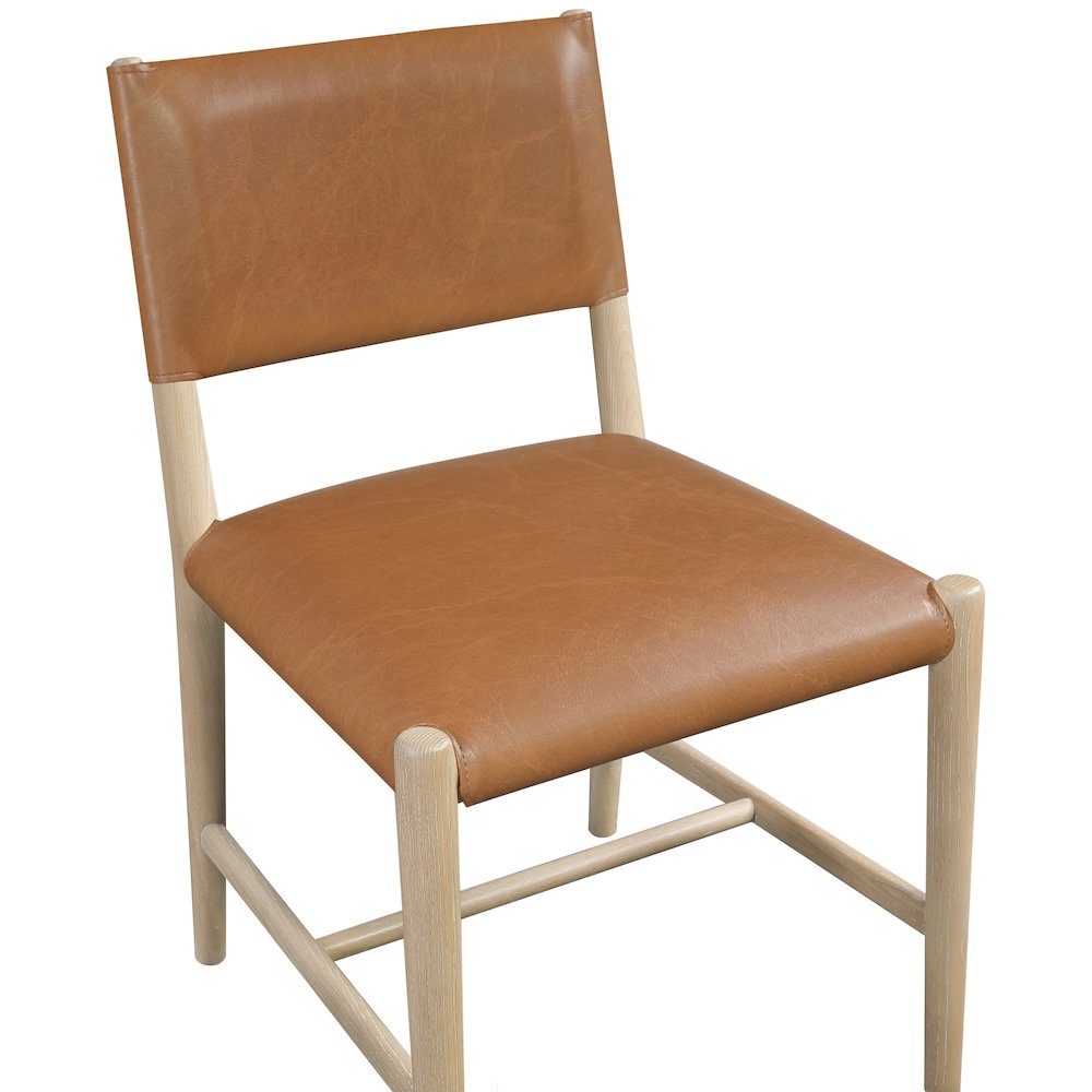 Andie Cognac Vegan Leather Upholstered Dining Chair, Set of 2