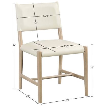 Andie Cream Vegan Leather Upholstered Dining Chair, Set of 2
