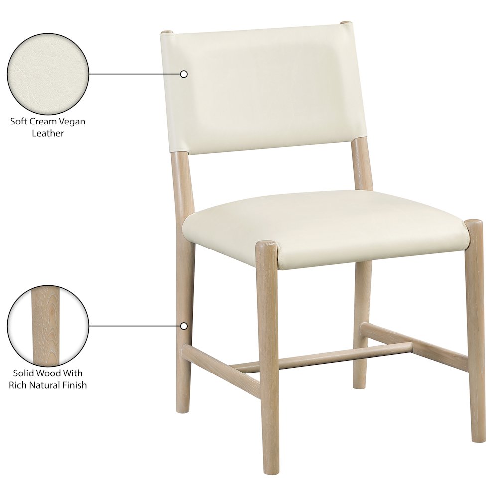 Andie Cream Vegan Leather Upholstered Dining Chair, Set of 2