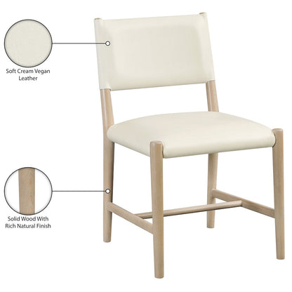Andie Cream Vegan Leather Upholstered Dining Chair, Set of 2