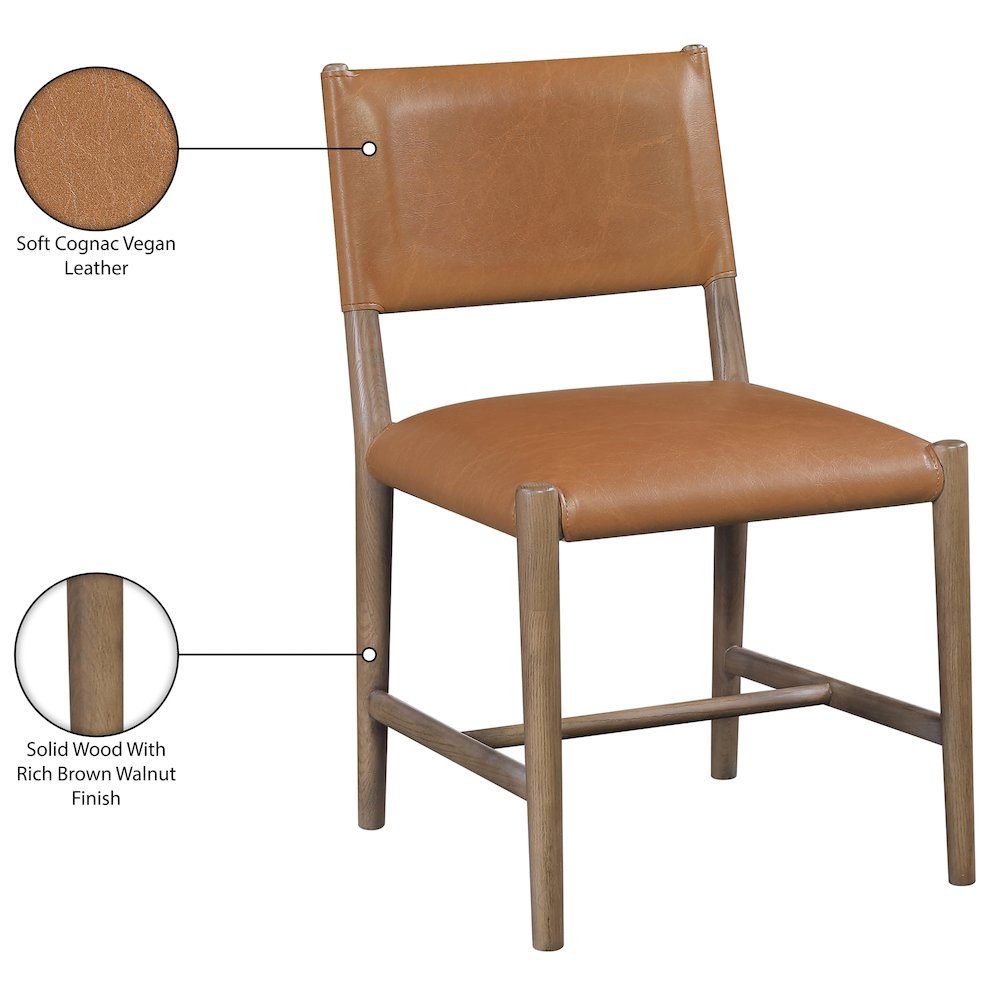 Andie Cognac Vegan Leather Upholstered Dining Chair, Set of 2