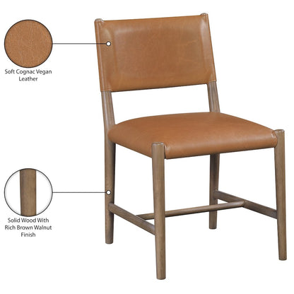 Andie Cognac Vegan Leather Upholstered Dining Chair, Set of 2