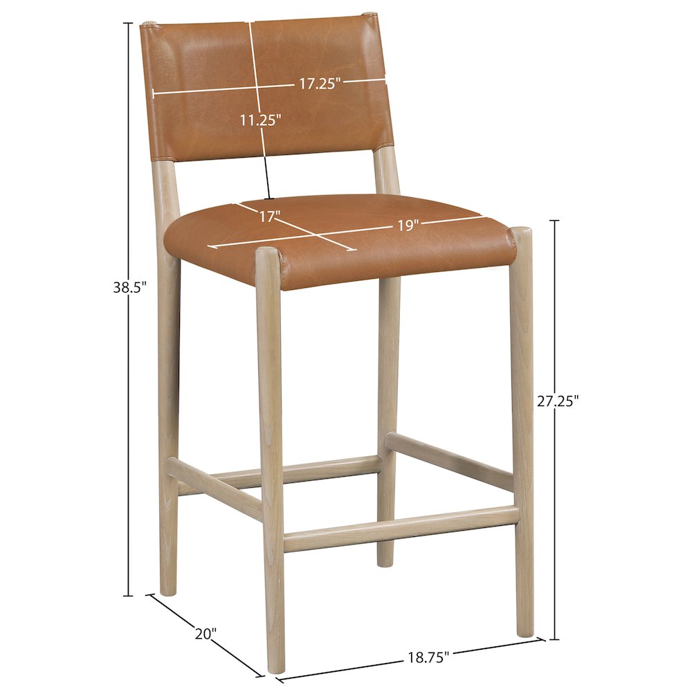 Andie Cognac Vegan Leather Upholstered Counter Stool