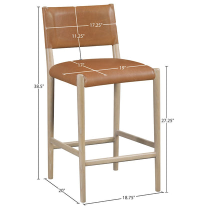Andie Cognac Vegan Leather Upholstered Counter Stool