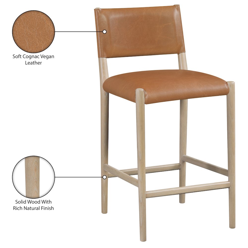 Andie Cognac Vegan Leather Upholstered Counter Stool