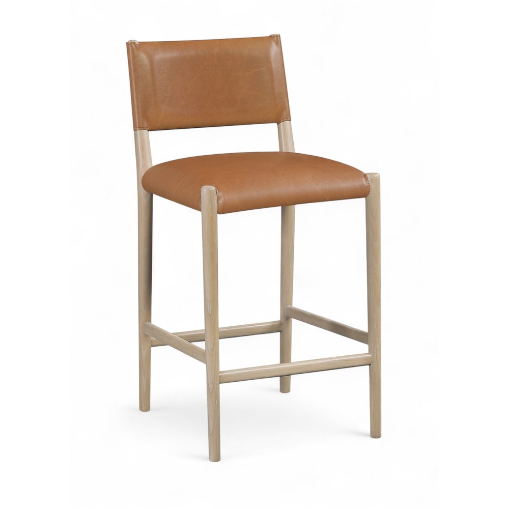 Andie Cognac Vegan Leather Upholstered Counter Stool