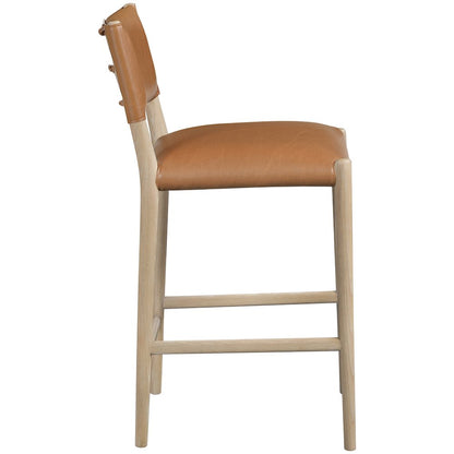 Andie Cognac Vegan Leather Upholstered Counter Stool
