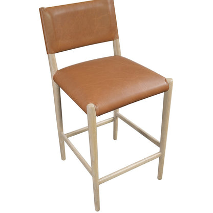 Andie Cognac Vegan Leather Upholstered Counter Stool
