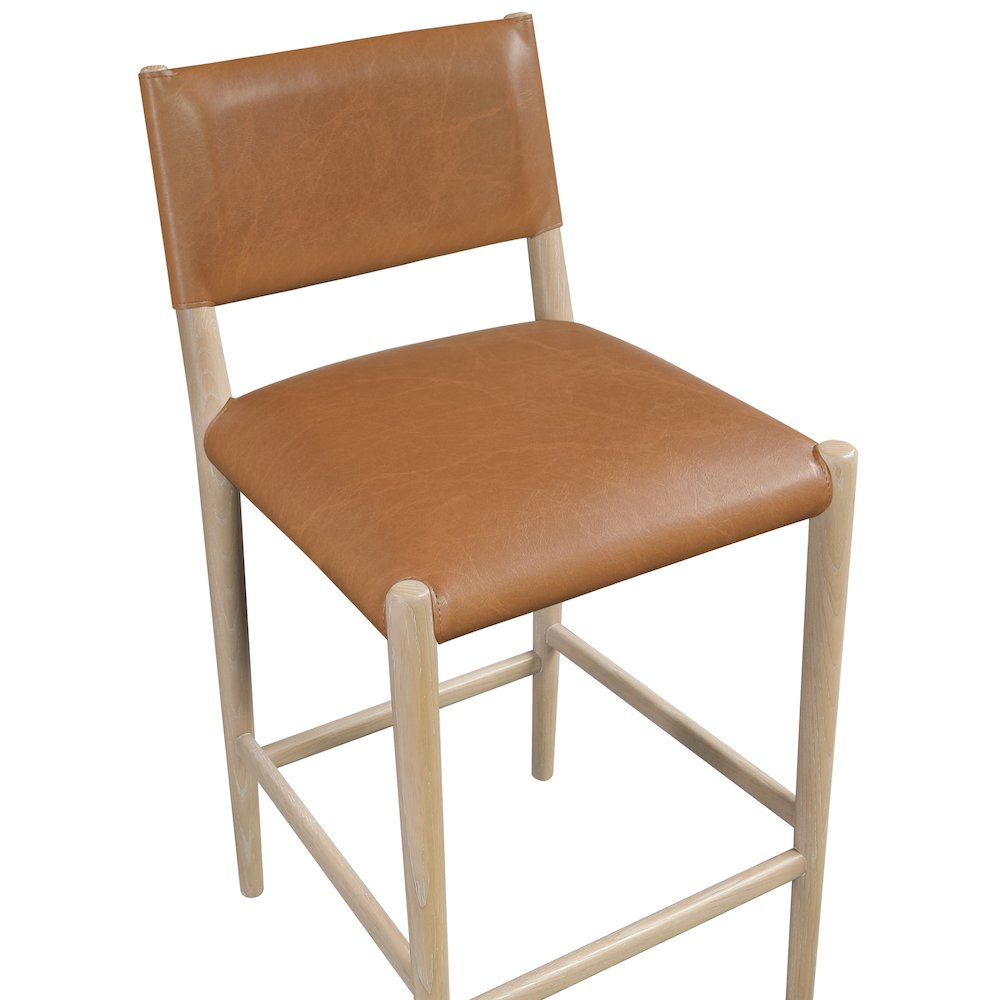 Andie Cognac Vegan Leather Upholstered Counter Stool
