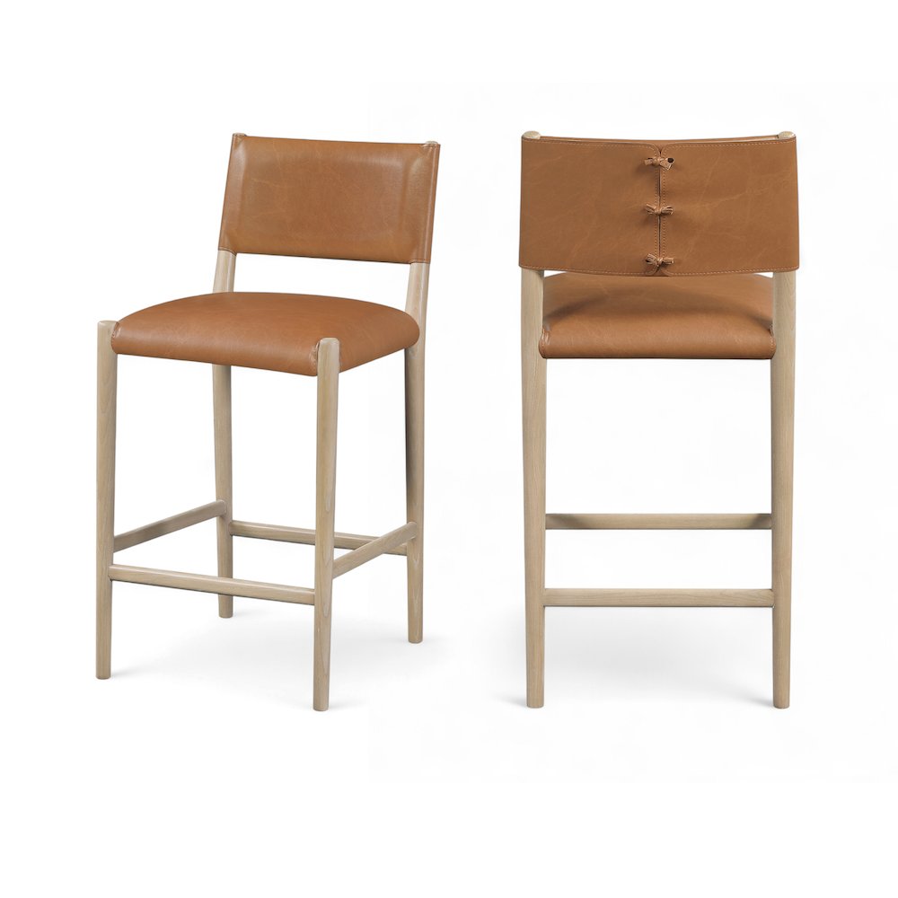 Andie Cognac Vegan Leather Upholstered Counter Stool
