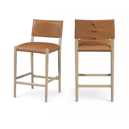 Andie Cognac Vegan Leather Upholstered Counter Stool