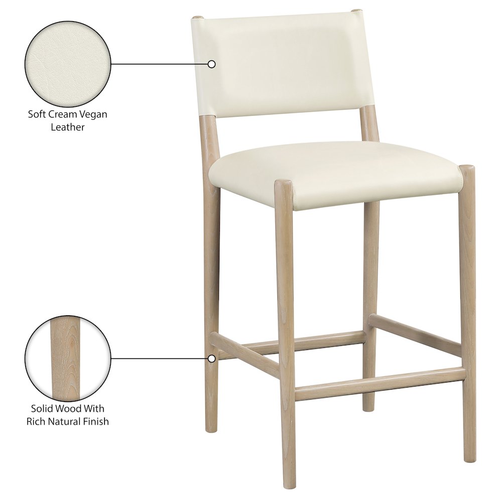 Andie Cream Vegan Leather Upholstered Counter Stool