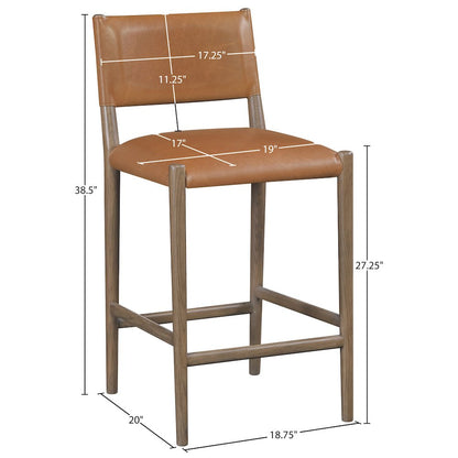 Andie Cognac Vegan Leather Upholstered Counter Stool