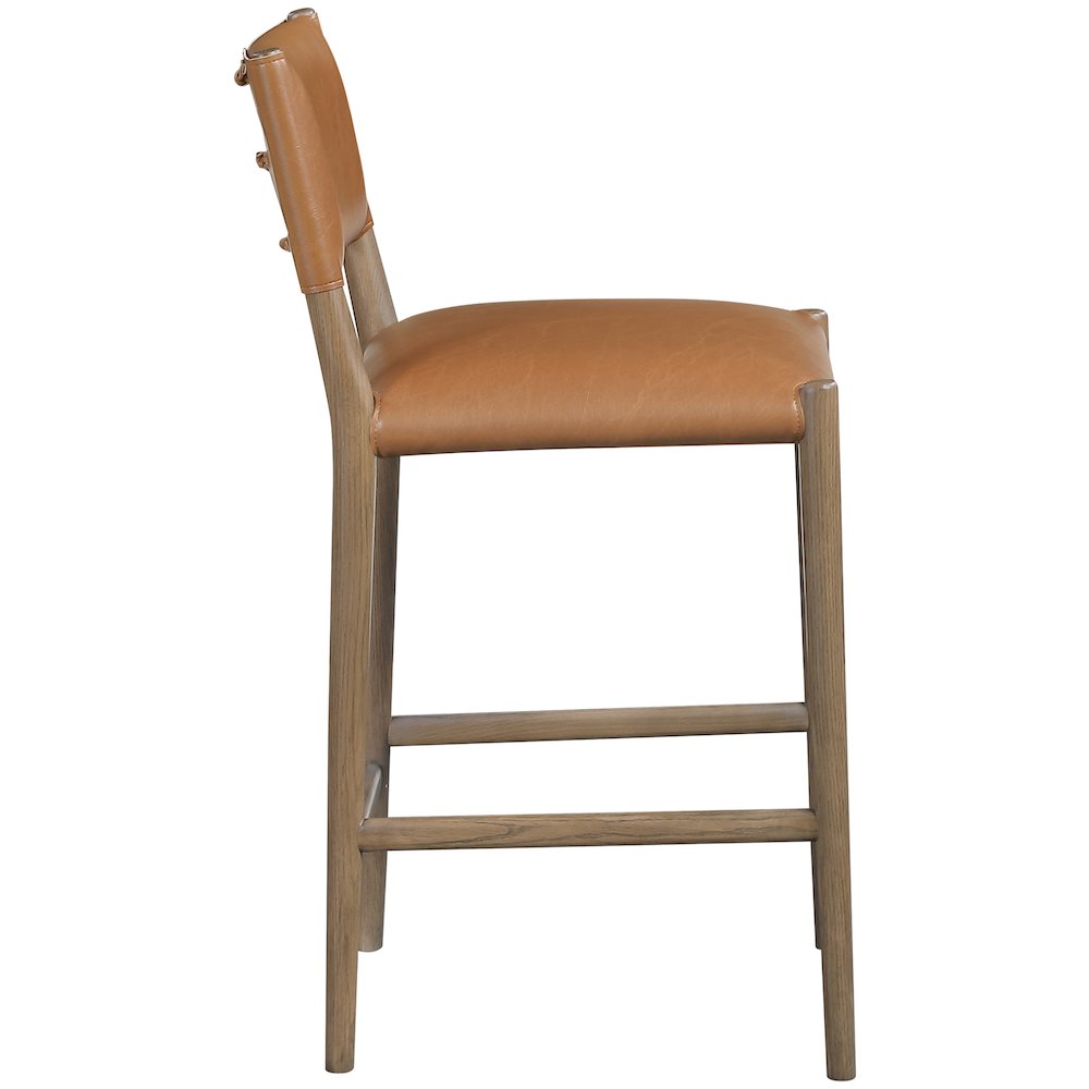 Andie Cognac Vegan Leather Upholstered Counter Stool