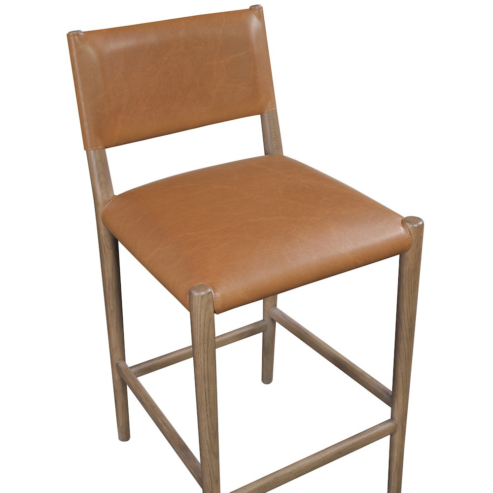 Andie Cognac Vegan Leather Upholstered Counter Stool