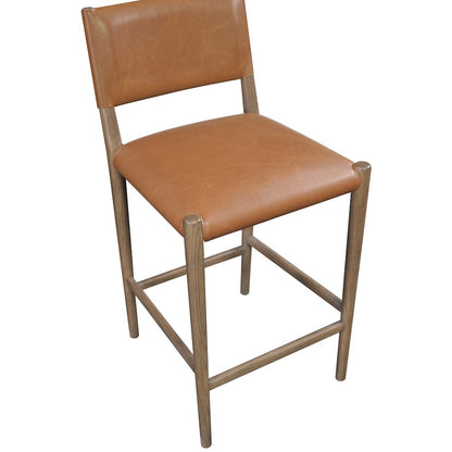 Andie Cognac Vegan Leather Upholstered Counter Stool
