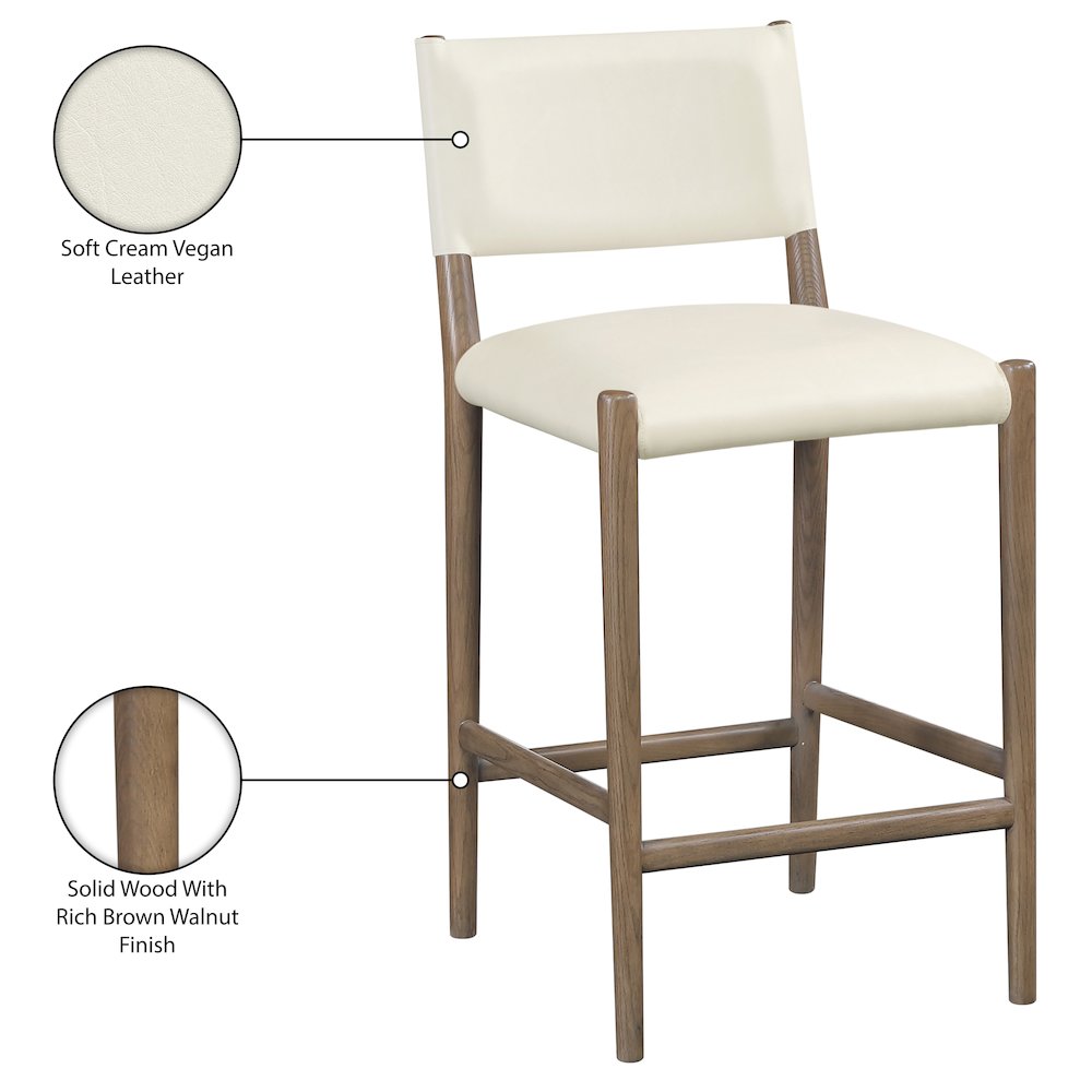 Andie Cream Vegan Leather Upholstered Counter Stool