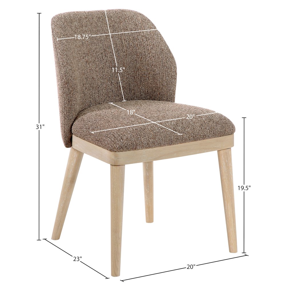 Valeo Brown Linen Textured Fabric Upholstered Dining Chair, Set of 2