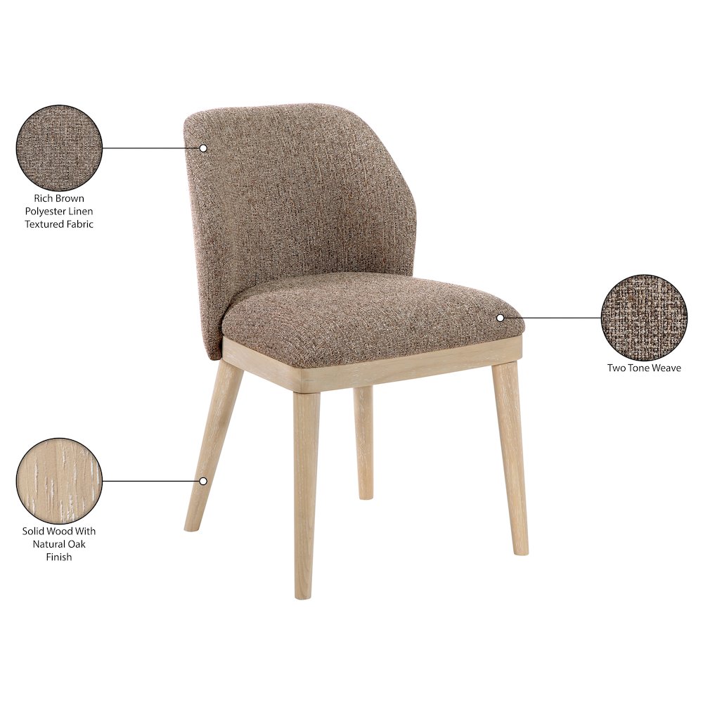 Valeo Brown Linen Textured Fabric Upholstered Dining Chair, Set of 2