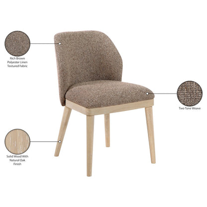 Valeo Brown Linen Textured Fabric Upholstered Dining Chair, Set of 2