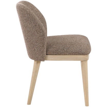 Valeo Brown Linen Textured Fabric Upholstered Dining Chair, Set of 2