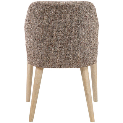 Valeo Brown Linen Textured Fabric Upholstered Dining Chair, Set of 2