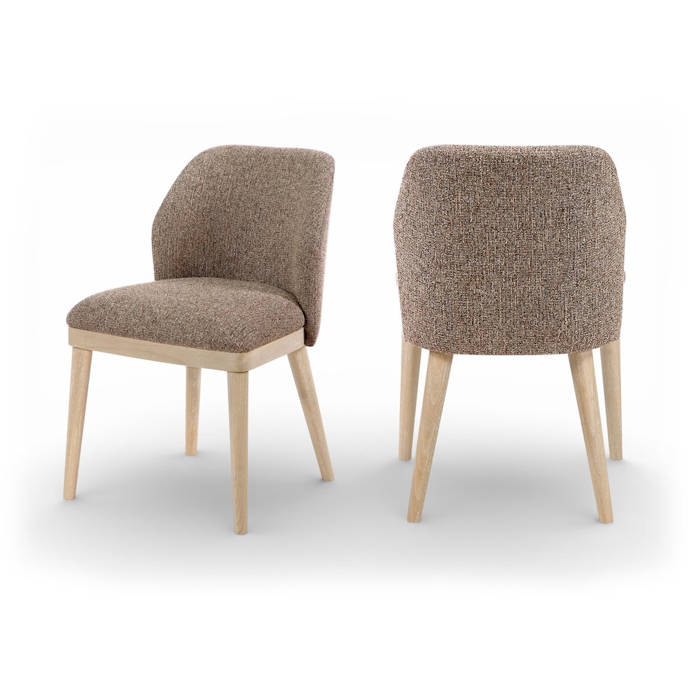 Valeo Brown Linen Textured Fabric Upholstered Dining Chair, Set of 2