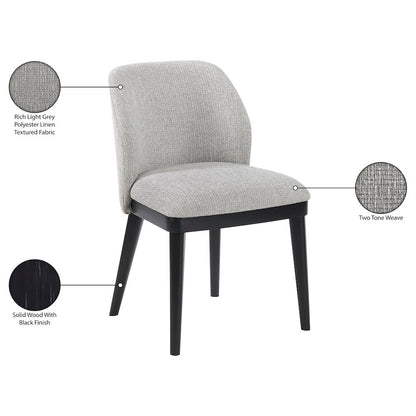 Valeo Grey Linen Textured Fabric Upholstered Dining Chair, Set of 2