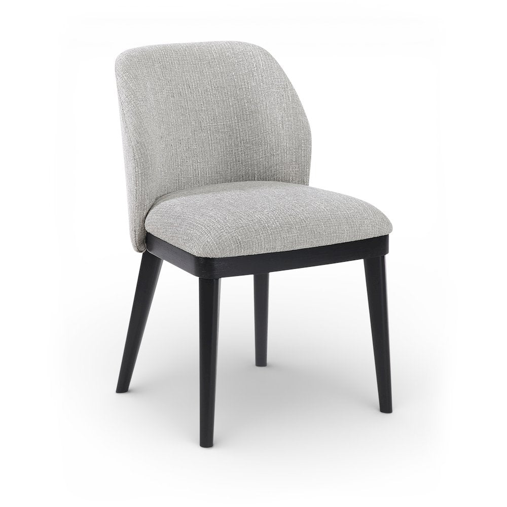 Valeo Grey Linen Textured Fabric Upholstered Dining Chair, Set of 2