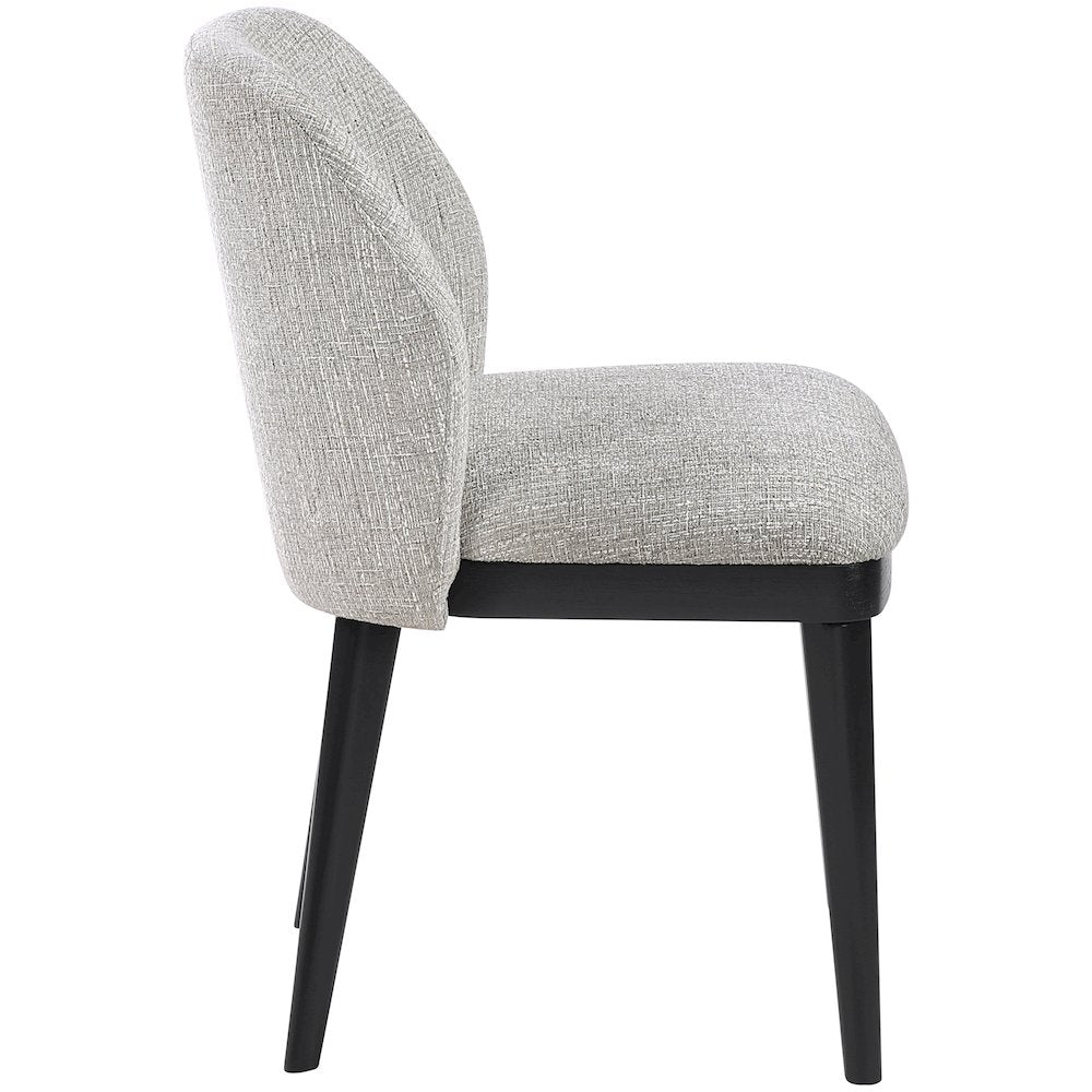 Valeo Grey Linen Textured Fabric Upholstered Dining Chair, Set of 2