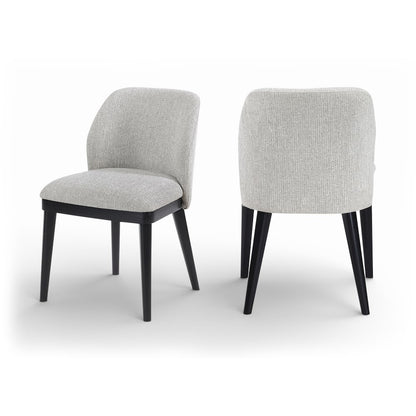 Valeo Grey Linen Textured Fabric Upholstered Dining Chair, Set of 2