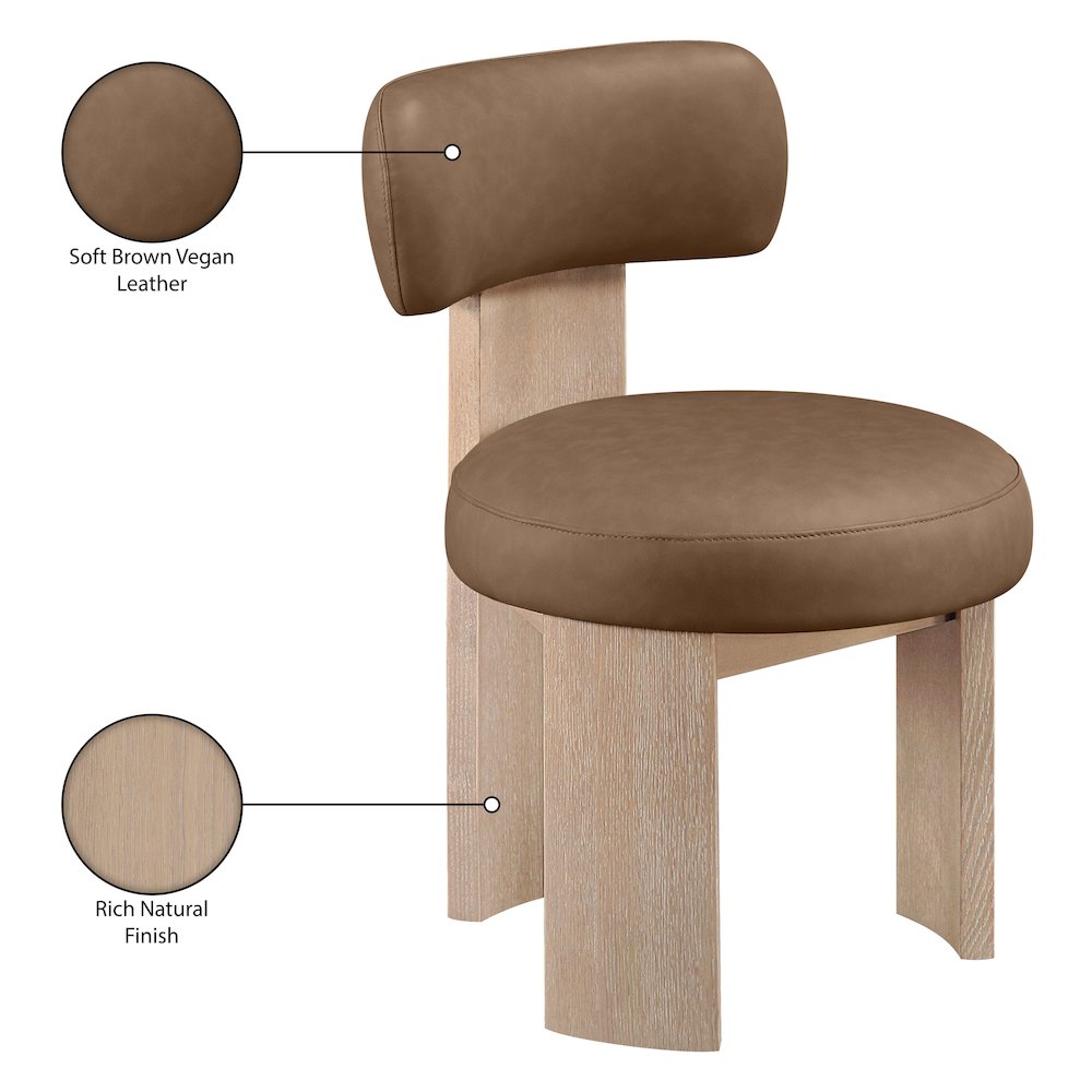 Atelier Brown Vegan Leather Upholstered Dining Chair, Set of 2