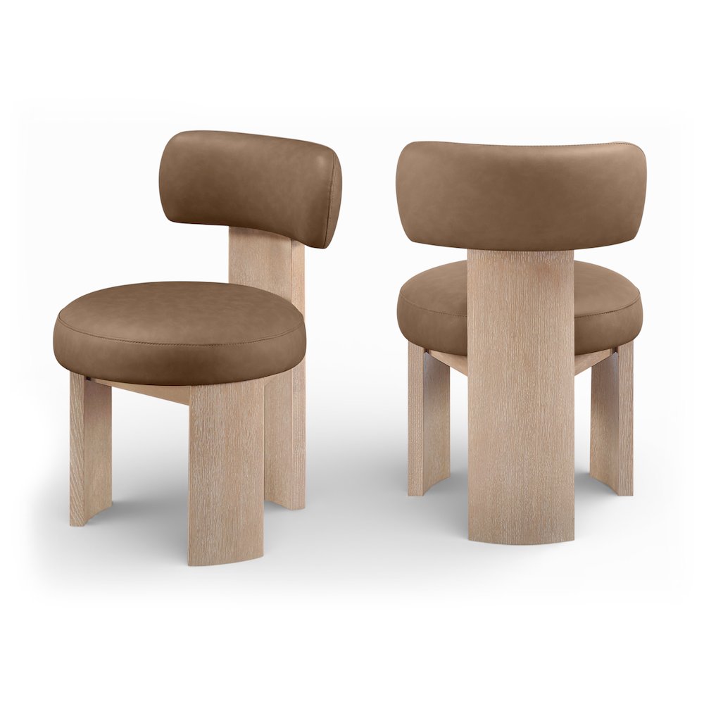 Atelier Brown Vegan Leather Upholstered Dining Chair, Set of 2