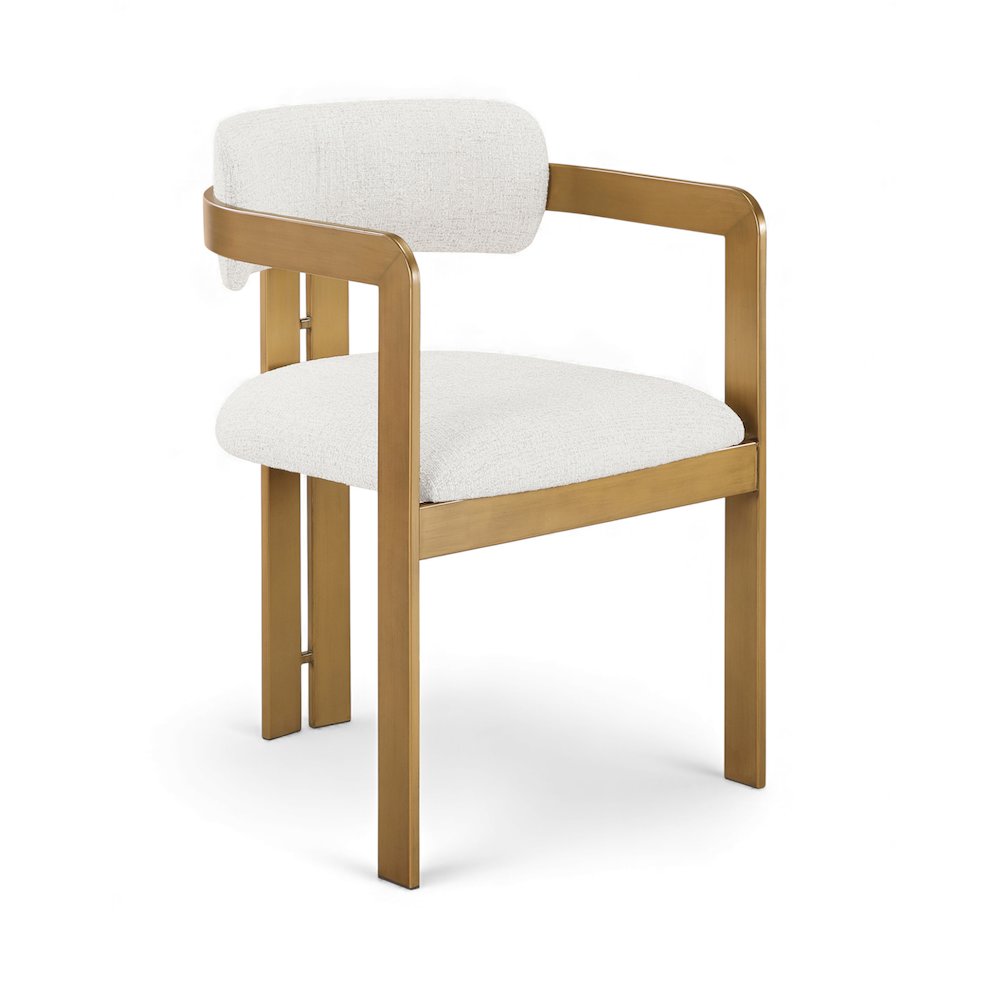 Aurum Cream Linen Textured Fabric Upholstered Dining Chair, Set of 2