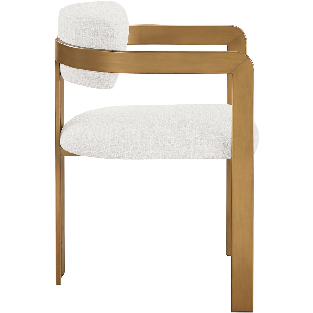 Aurum Cream Linen Textured Fabric Upholstered Dining Chair, Set of 2