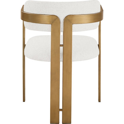 Aurum Cream Linen Textured Fabric Upholstered Dining Chair, Set of 2