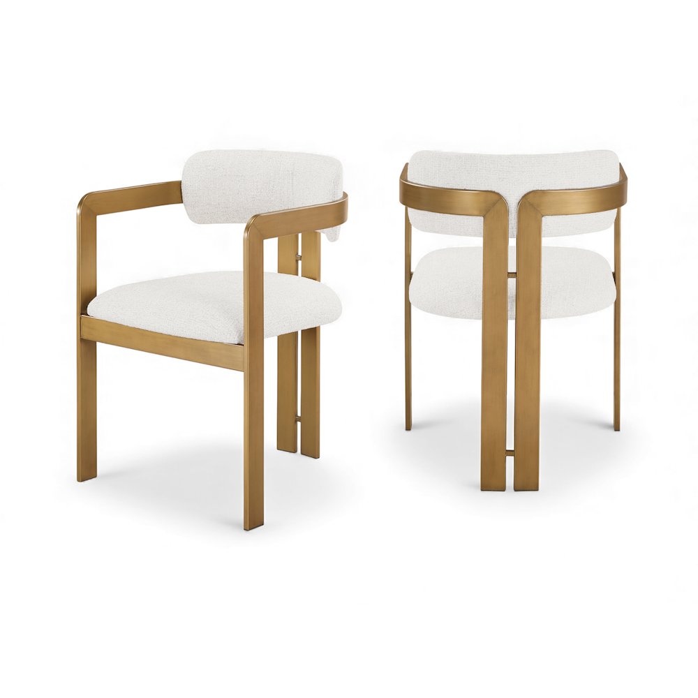 Aurum Cream Linen Textured Fabric Upholstered Dining Chair, Set of 2