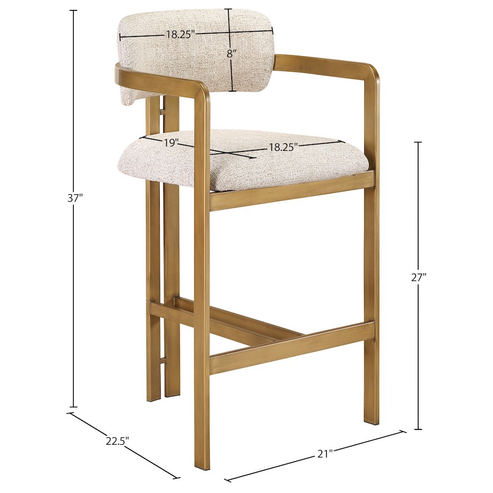 Aurum Beige Linen Textured Fabric Upholstered Counter Stool