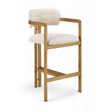 Aurum Beige Linen Textured Fabric Upholstered Counter Stool