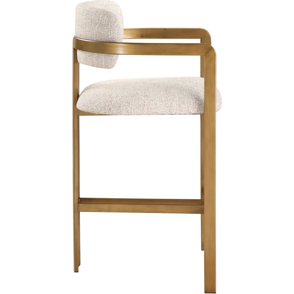 Aurum Beige Linen Textured Fabric Upholstered Counter Stool